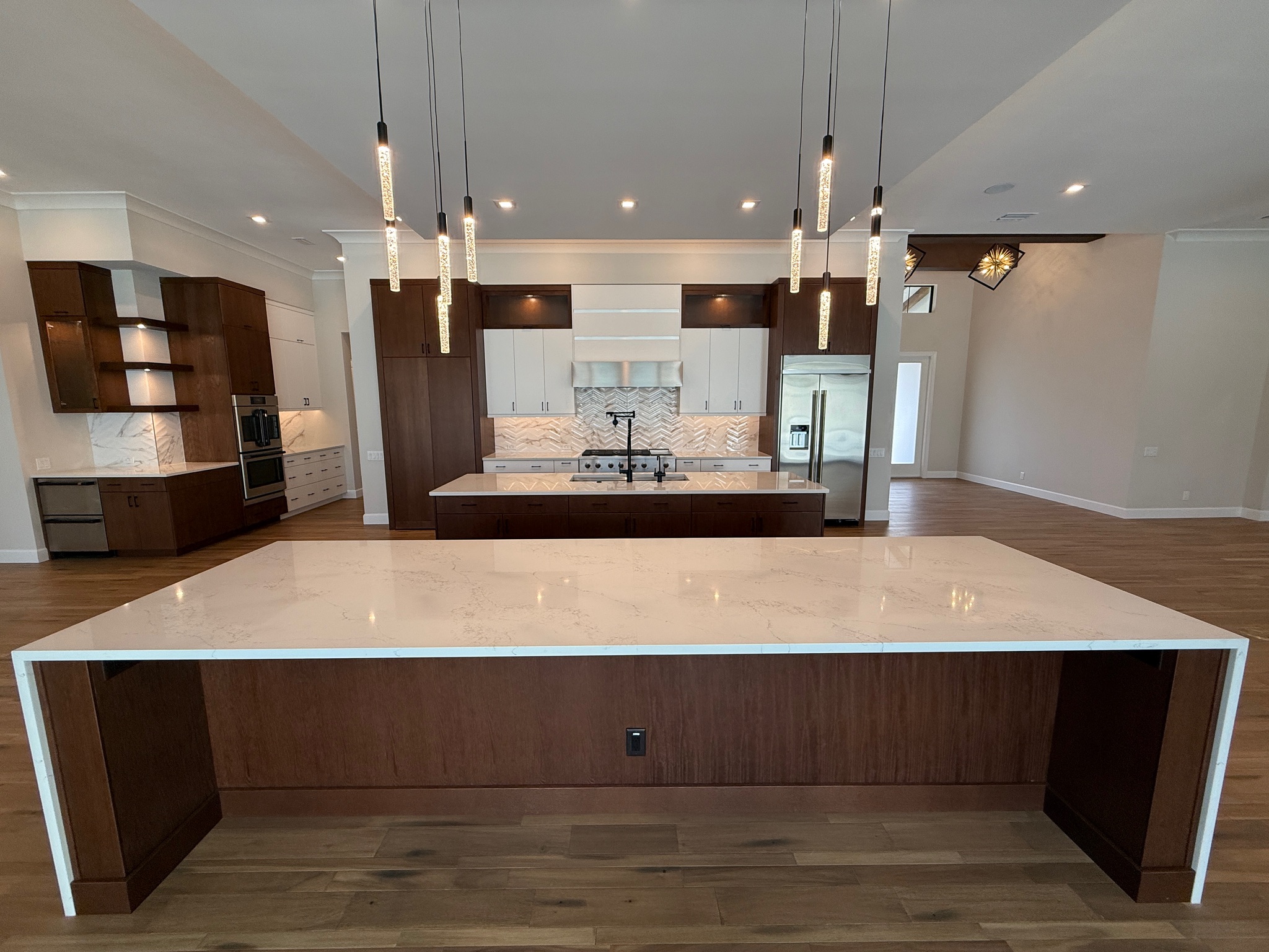 Leathered granite kitchen surface
