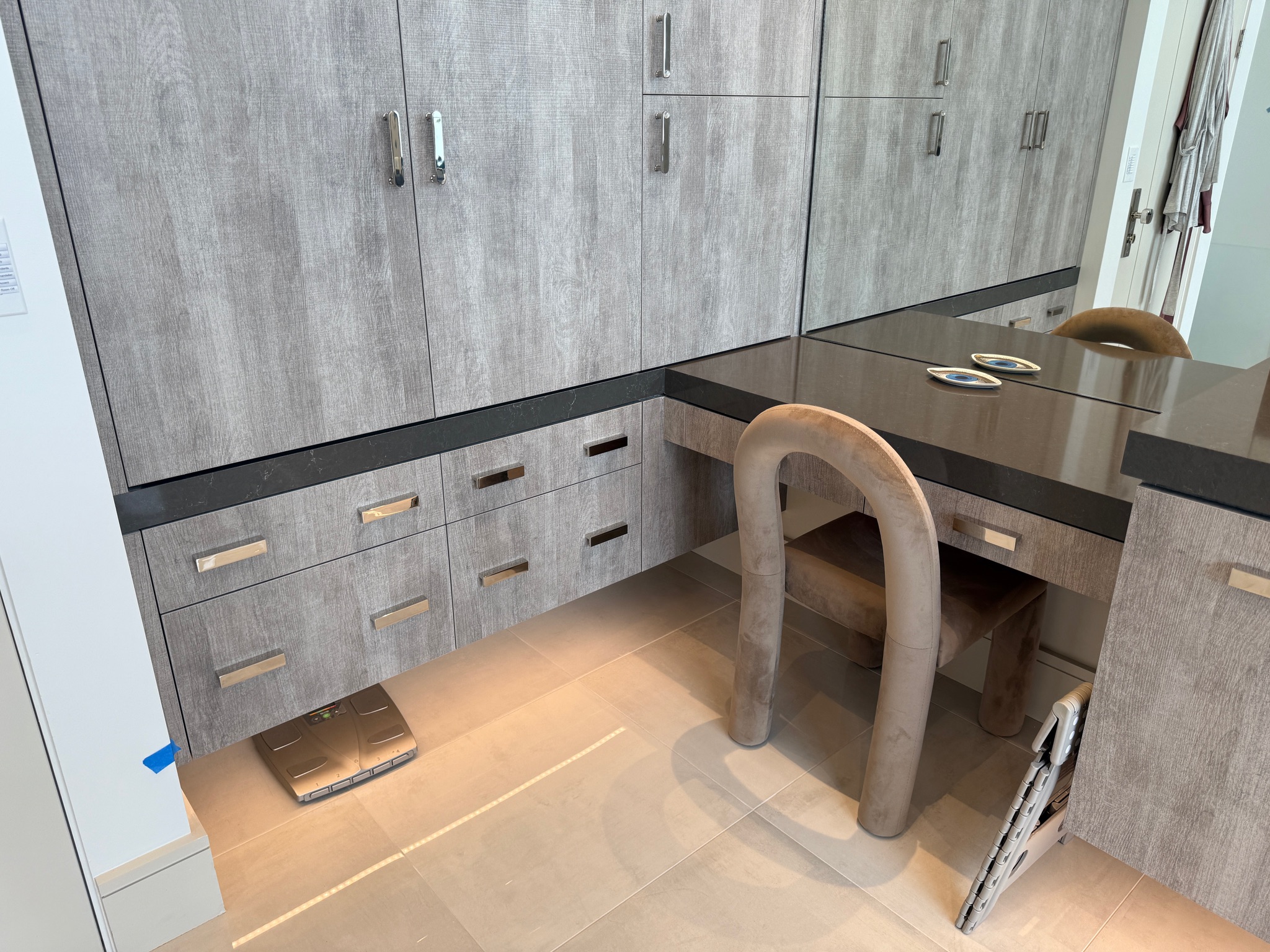 Bedroom feature wall quartz panels