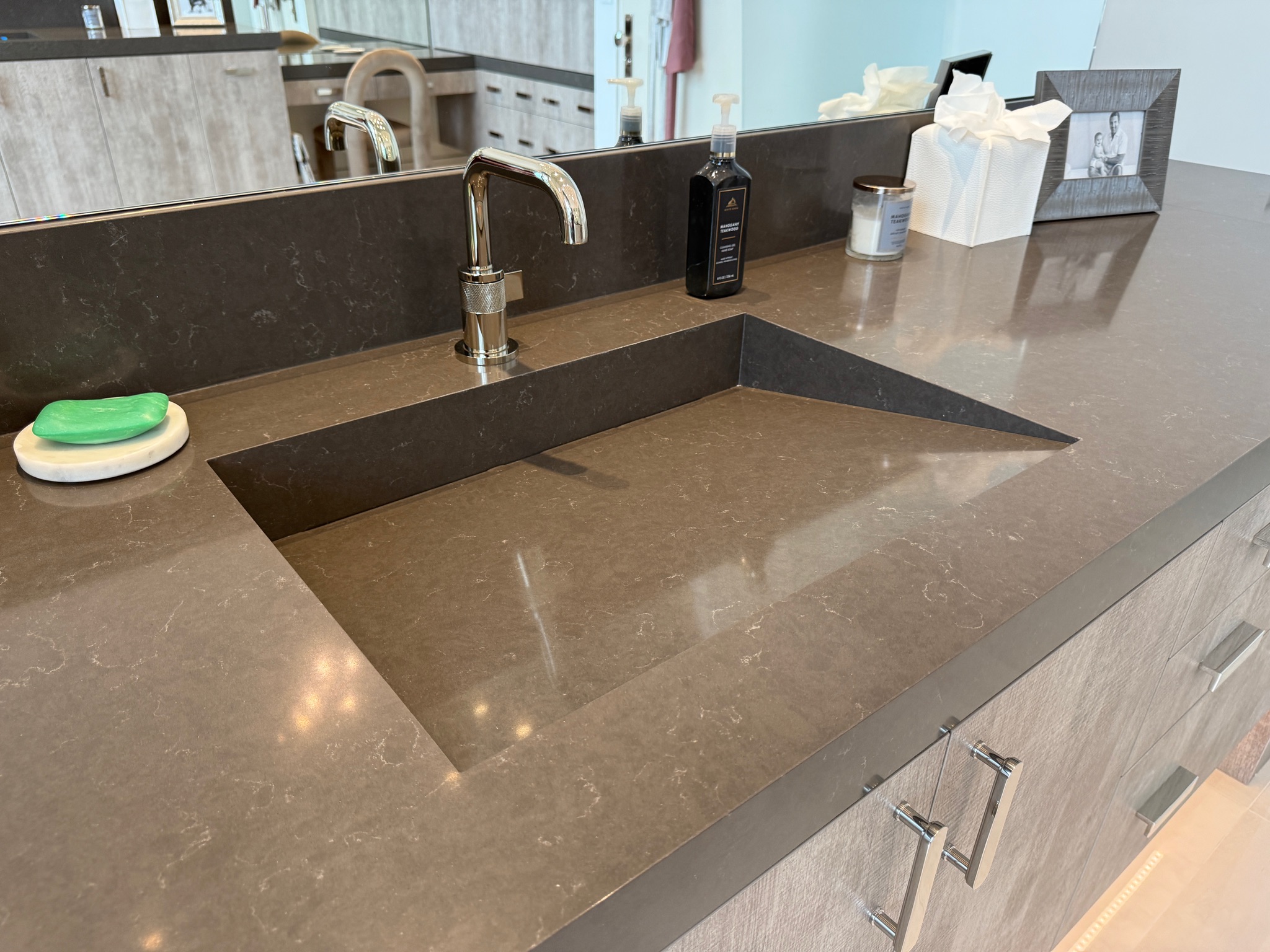 Steam shower granite wall fabrication