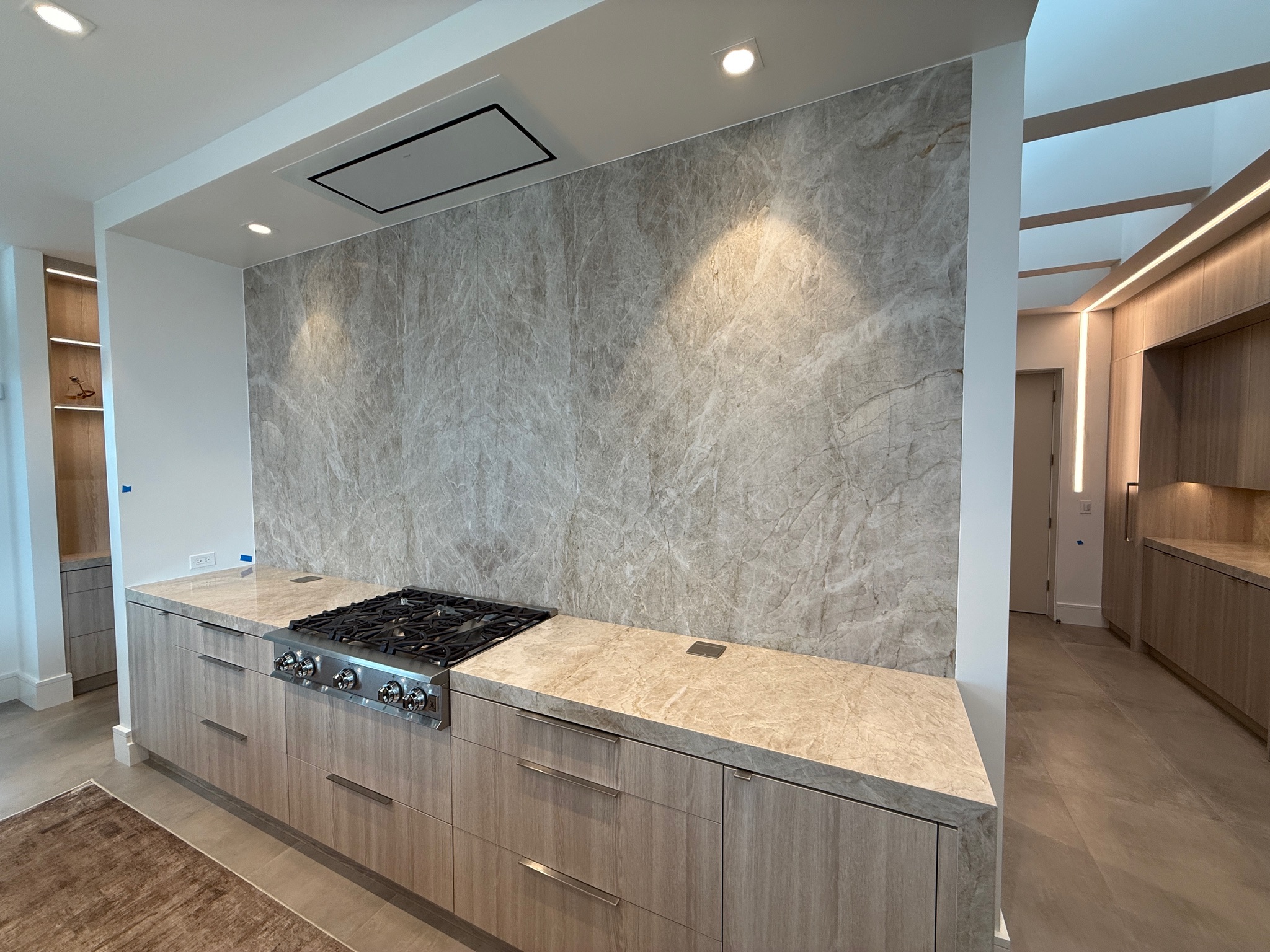 Luxury shower quartzite wall installation