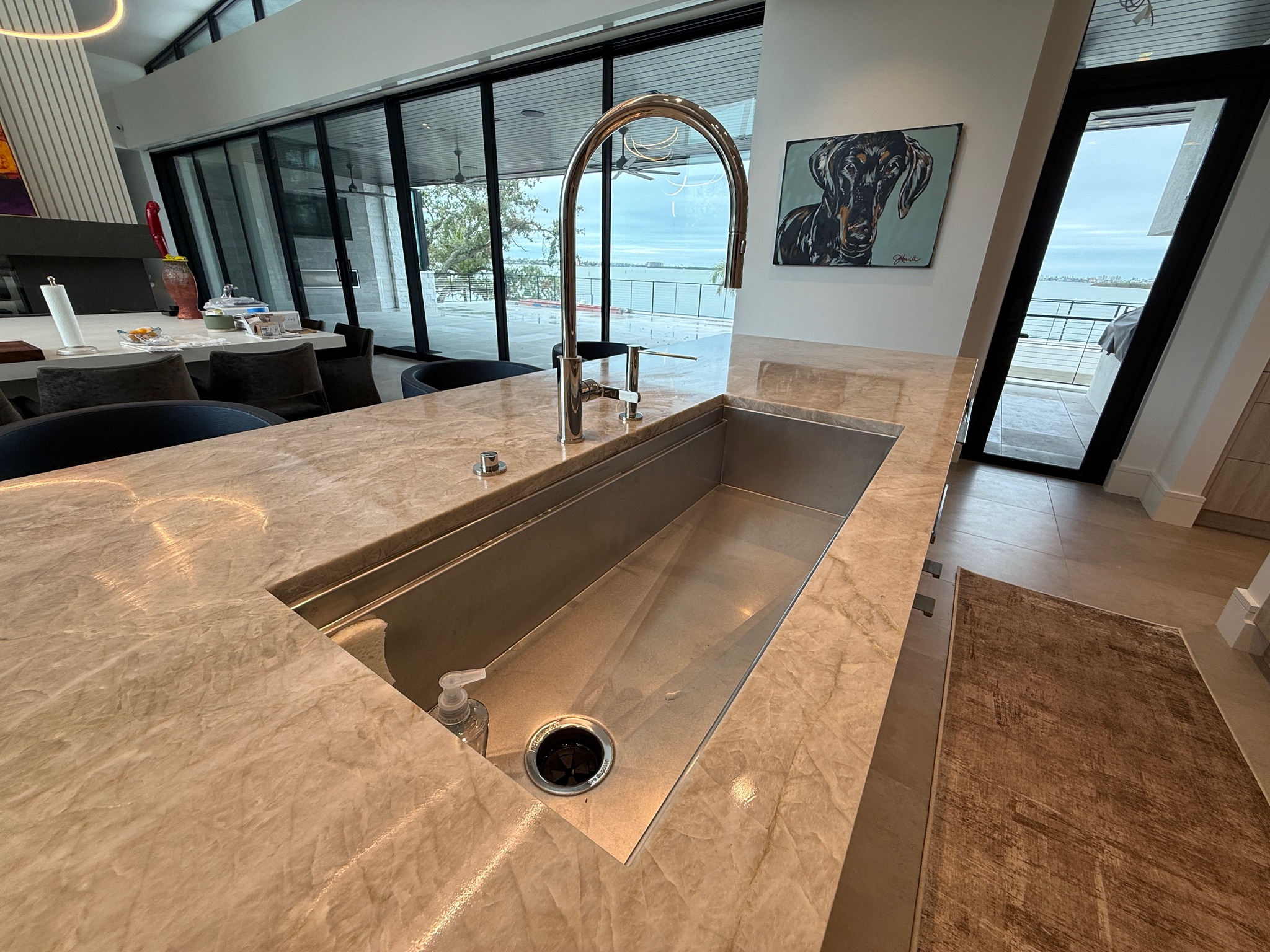 Shower wall marble slab installation Tampa
