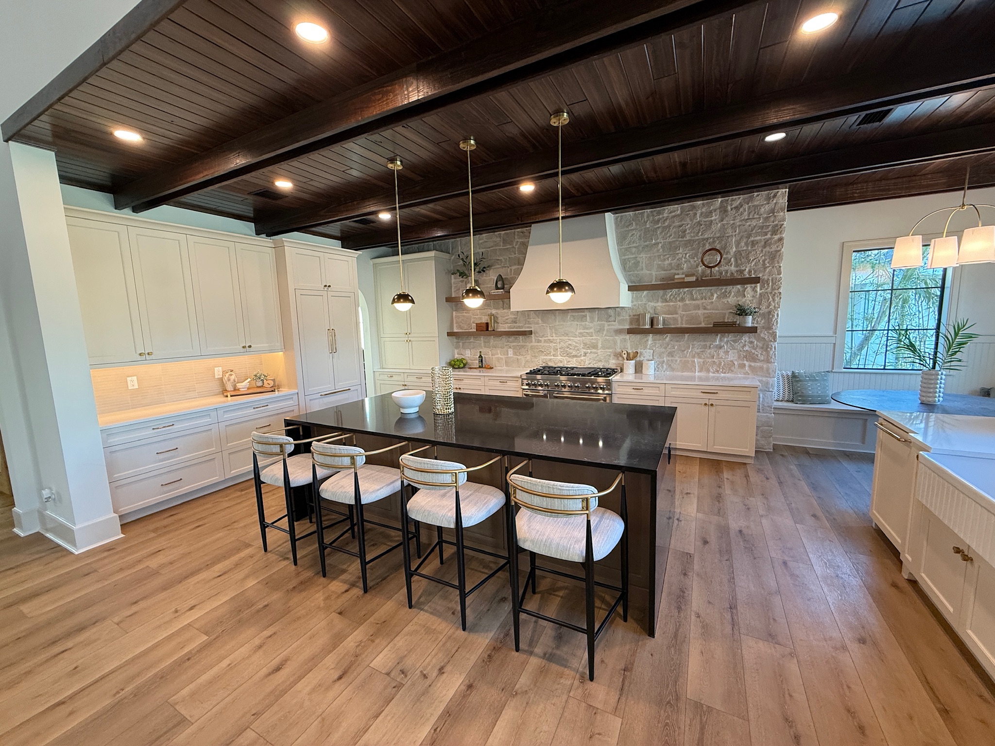 Two-tier kitchen island granite installation