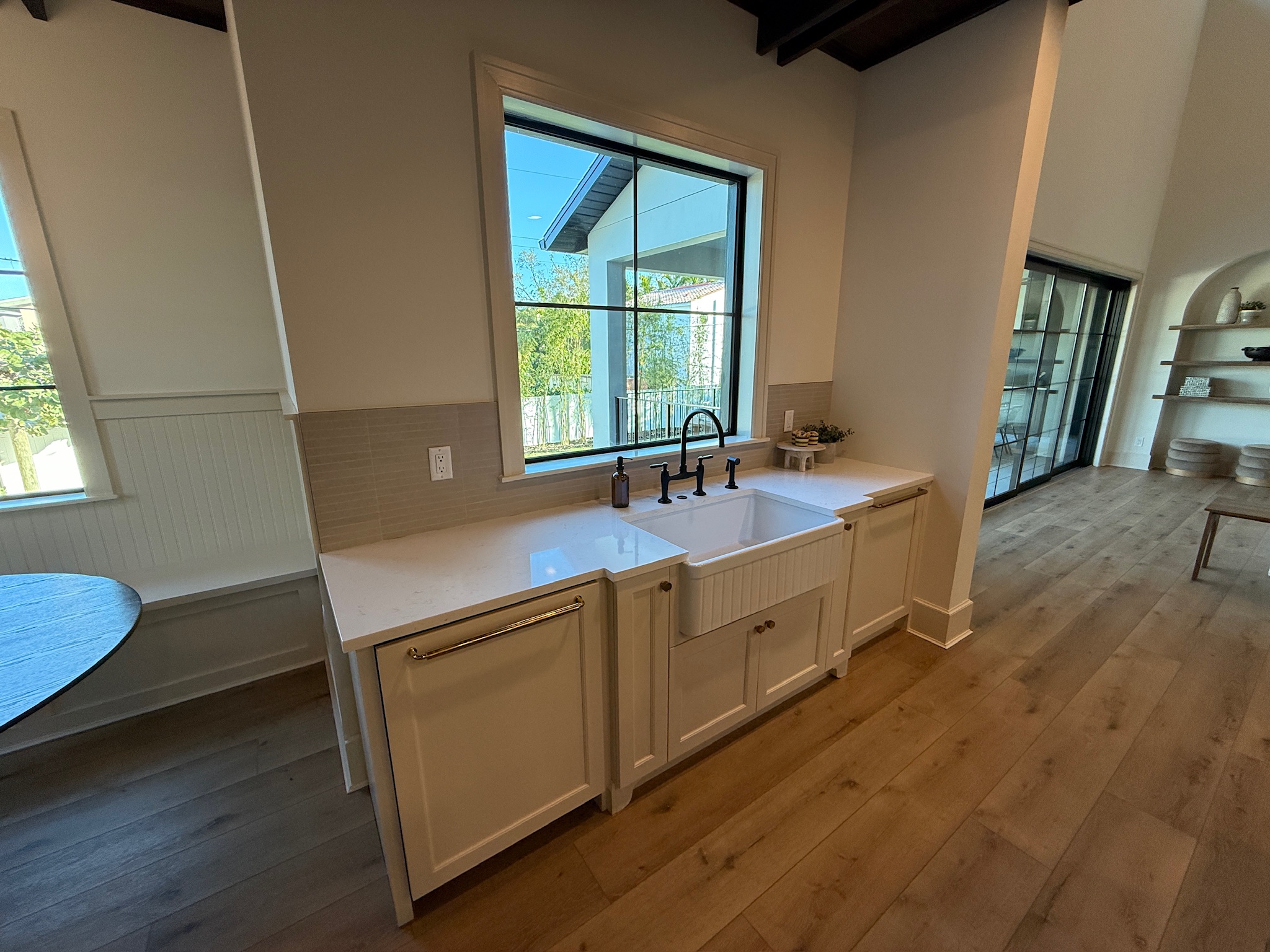 Spa-style bathroom quartzite countertop installation